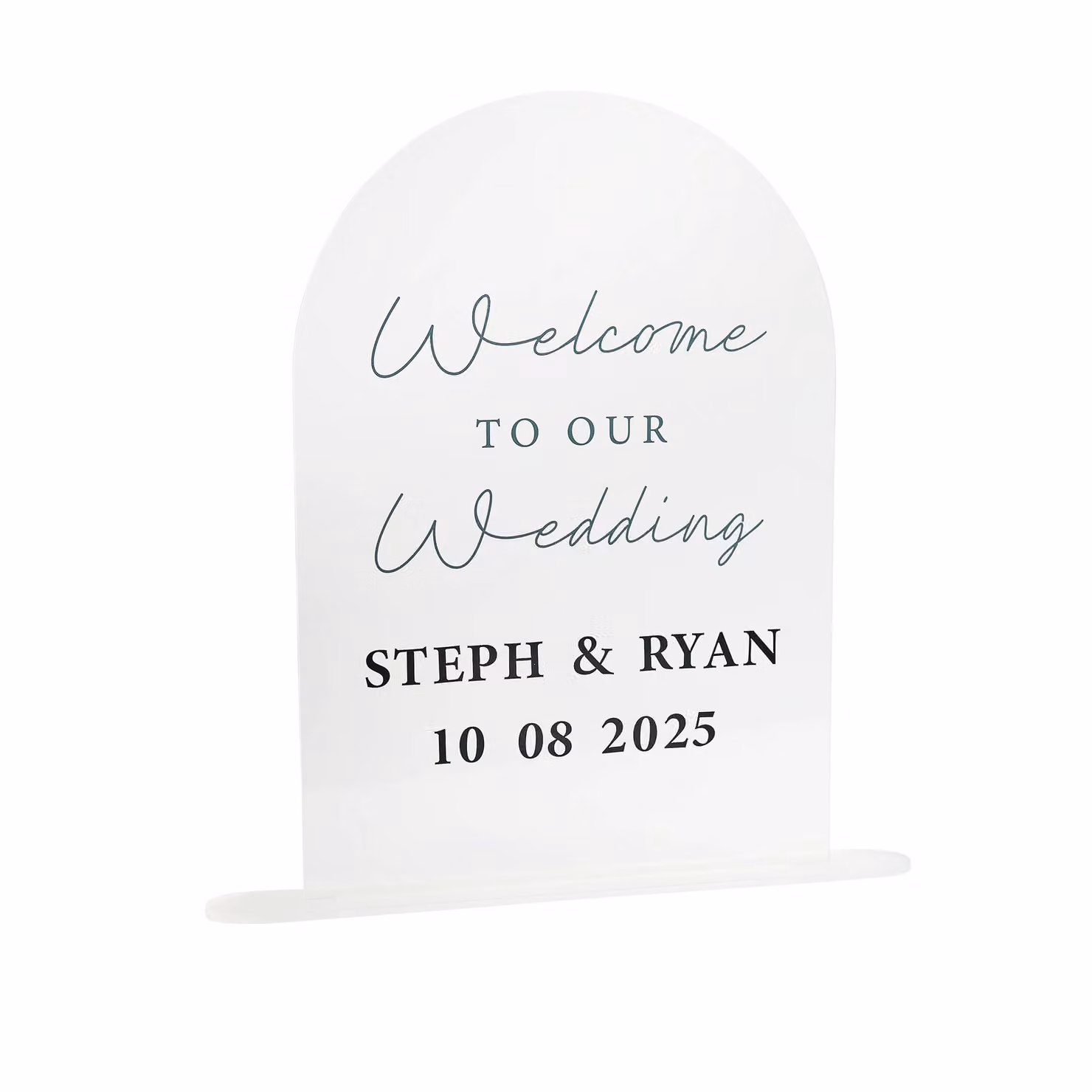 Club Green Monochrome Welcome To Our Wedding Customisable Round Acrylic Tabletop Sign in Green and Multicolour – 2