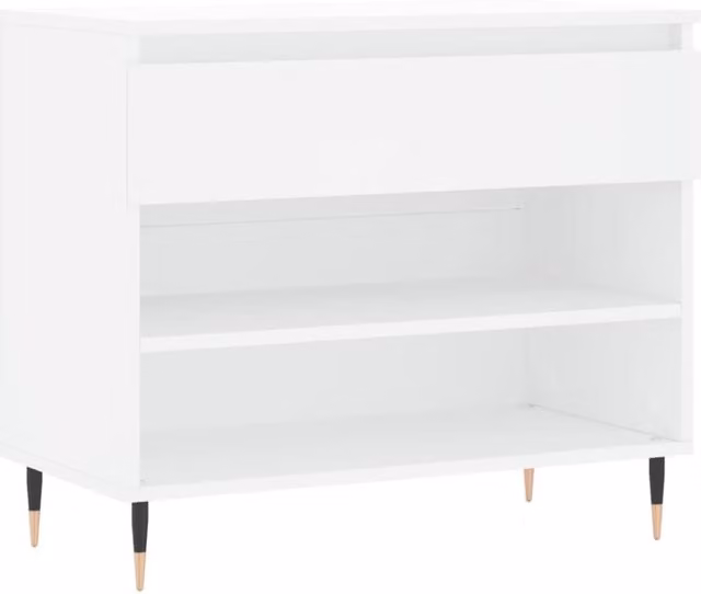 Berkfield Home White Modern Shoe Cabinet with Drawers and Open Shelf, W/D/H: 70 x 36 x 60 cm