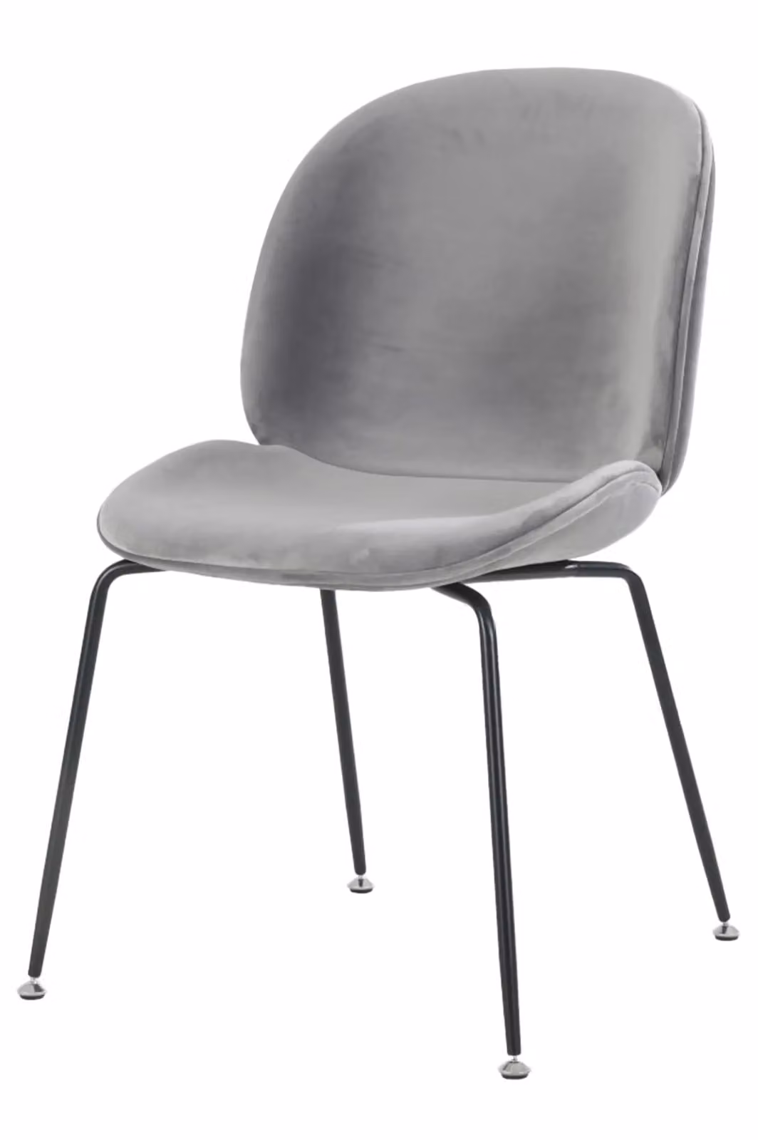 Fusion Living Luxurious Velvet Dining Chair with Black Metal Legs in Light Grey – 2
