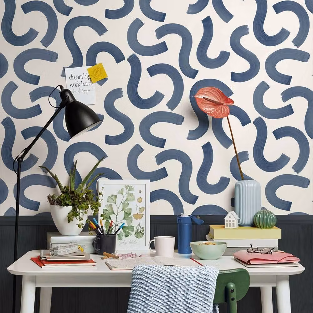 Holden Décor Curly Confetti Textured Abstract Wallpaper in Navy Blue – 3