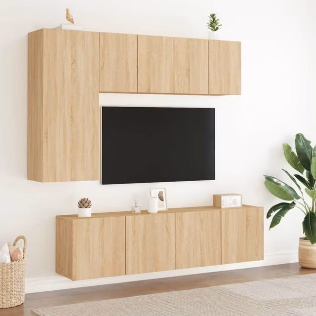 Berkfield Home Versatile 5 Piece TV Wall Unit in Sonoma Oak Light Oak Engineered Wood