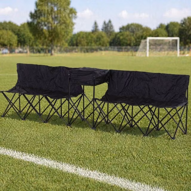 STILVORA 6 Seat Folding Bench with Cooler Box in Black – 1