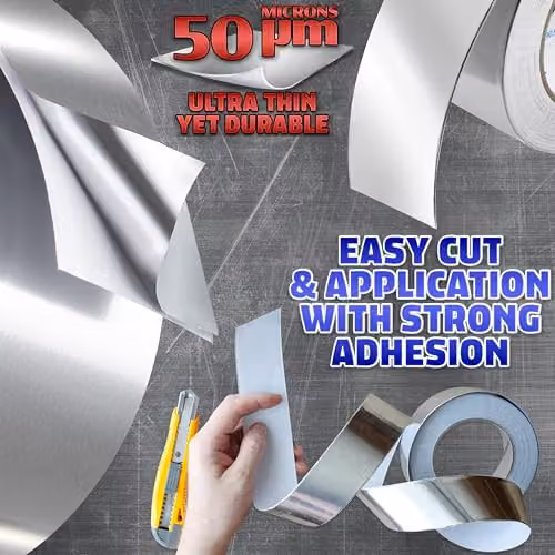 Deco Express Silver Aluminium Foil Insulation Tape, 4.5 cm x 25 m, 4 Pack – 3