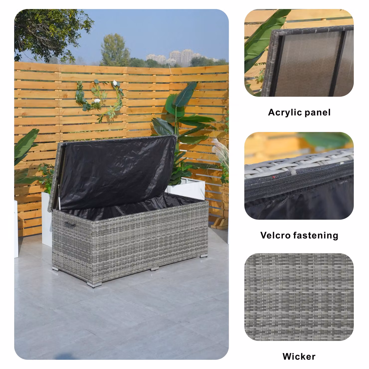 Direct Wicker 980L Large Grey Rattan and Aluminium Outdoor Deck Storage Box – 4