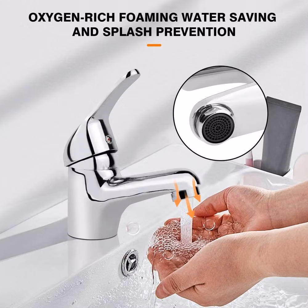 KORVIXA Modern Single Lever Basin Tap in Silver Chrome – 2