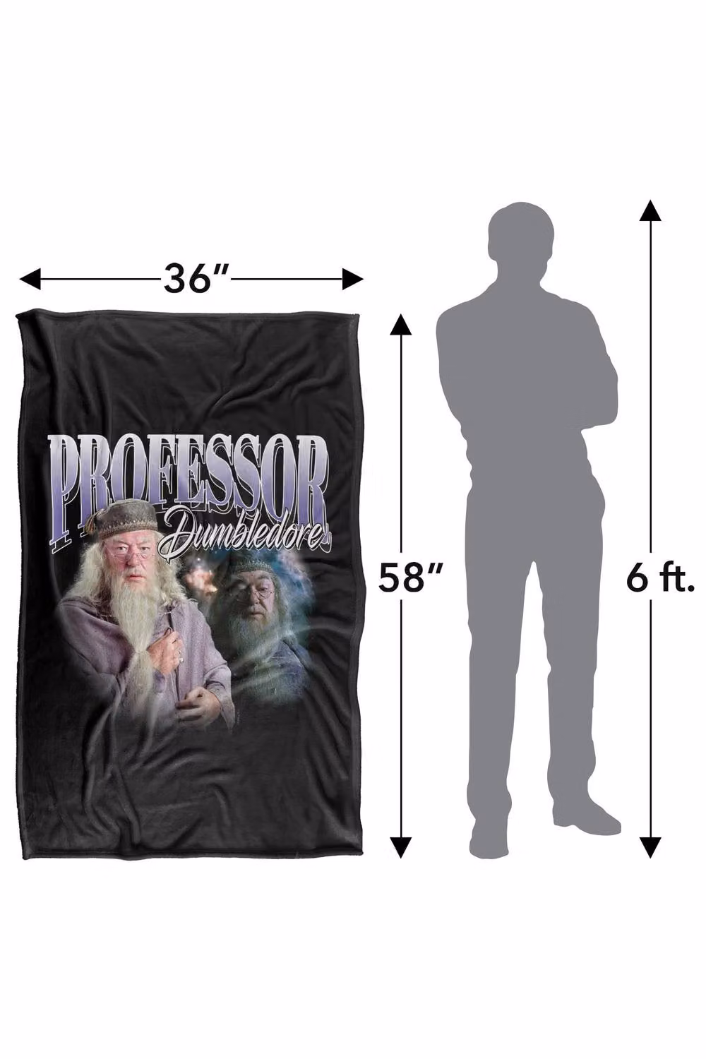Warner Bros. Harry Potter Professor Dumbledore Homage Super Soft Fleece Throw Blanket, Multicolour, W: 91.44 cm, L: 147 cm – 8