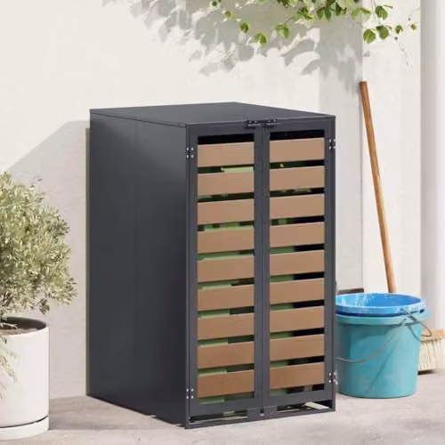 vidaXL Steel Wheelie Bin Storage with Gas Lift-up Lid for 240L Bins, Anthracite – 2