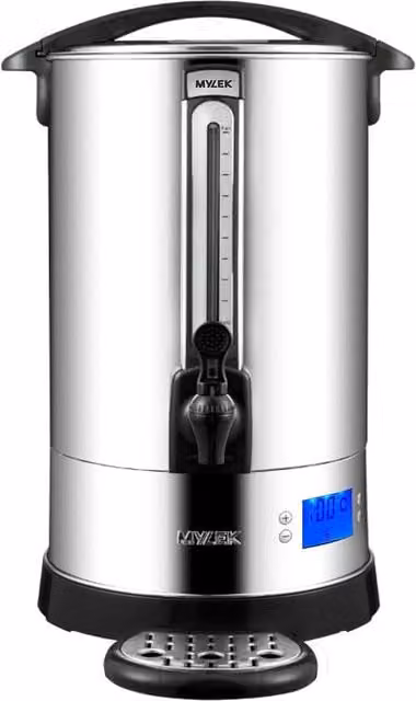 Mylek Catering Urn and Hot Water Dispenser in Silver Stainless Steel, Height: 56 cm