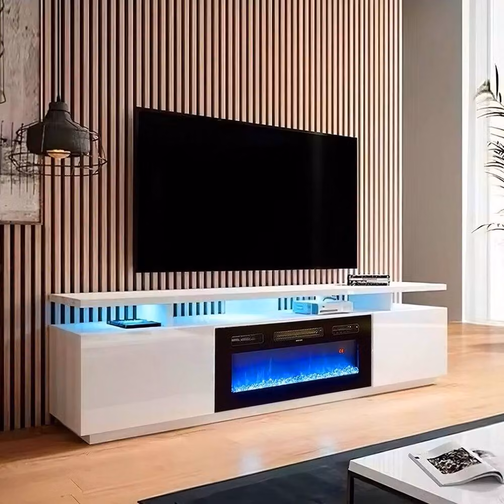 FORGEVIO White Modern Glossy 70inch TV Stand Cabinet Unit – 3