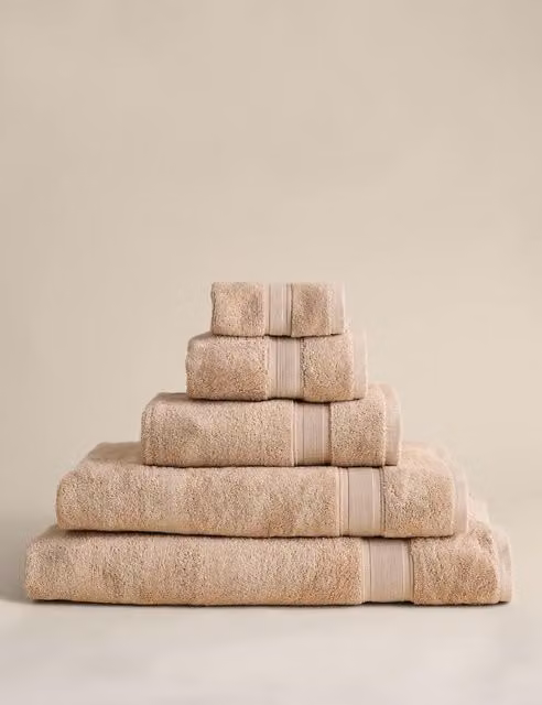 M&S Super Soft Pure Cotton Fluffy Quick Drying Towel in Beige
