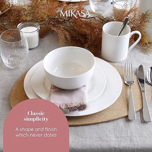 Mikasa Egret 12 Piece White Bone China Dinner Set – 3