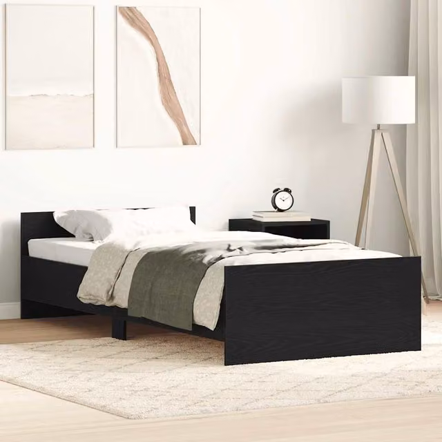 Berkfield Home Black Oak Bed Frame with Lift Up Base, W/D/H: 90 x 190 cm – 1