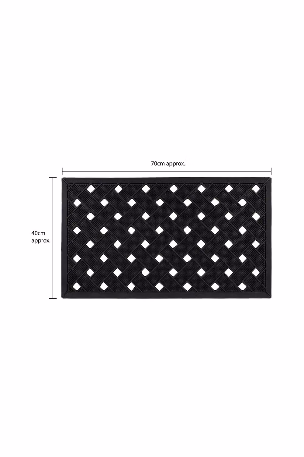 JVL Black Rubber Studded Lattice Scraper Doormat, W: 40 cm, L: 70 cm – 8
