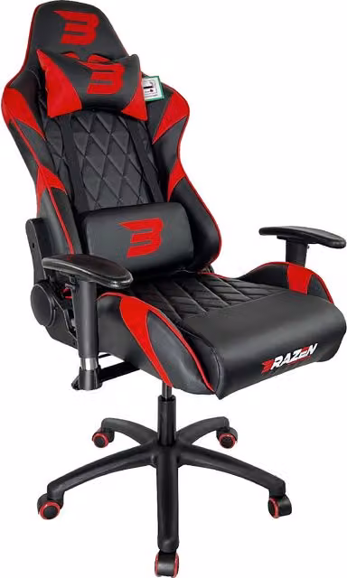 BraZen Venom Esports Elite PC Gaming Chair in Red with Adjustable Armrests and Synthetic Leather Upholstery