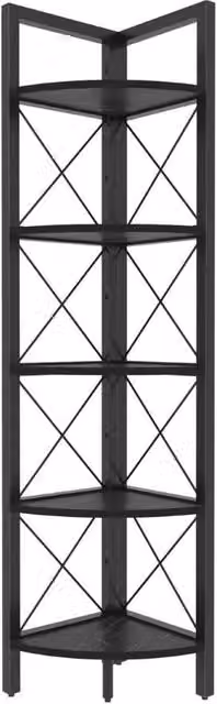 Calicosy Remo Corner Shelf with 5 Shelves, Black, H: 160 cm, W: 33 cm, D: 30.5 cm – 1