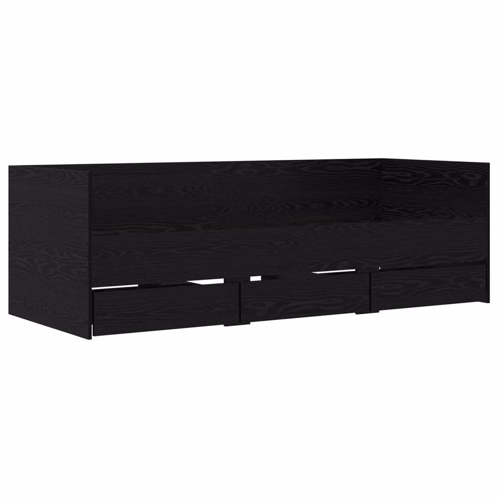 Berkfield Home Modern Bed Frame with Storage Drawers in Black Oak, W/D/H: 200 x 80 x 65 cm – 2