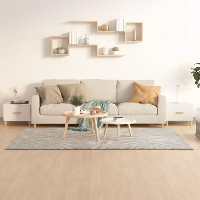 Berkfield Home Set of 2 High Gloss White Square Coffee Tables, W/D/H: 50 x 50 x 40 cm