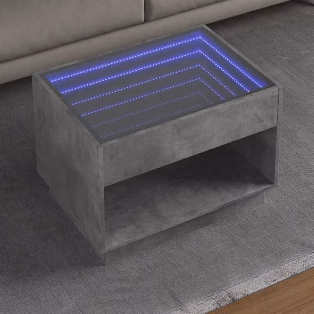 Berkfield Home Infinity LED Coffee Table in Concrete Grey, W/D/H: 70 x 50 x 50 cm – 1