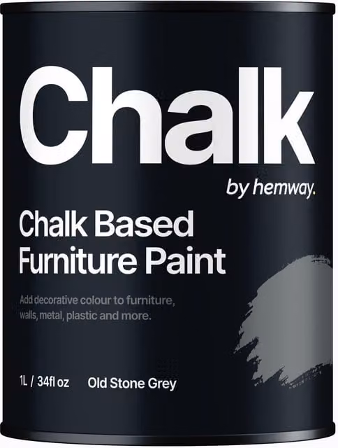 Hemway Chalk Based Furniture Paint in Old Stone Grey, Flat Matt, 1L