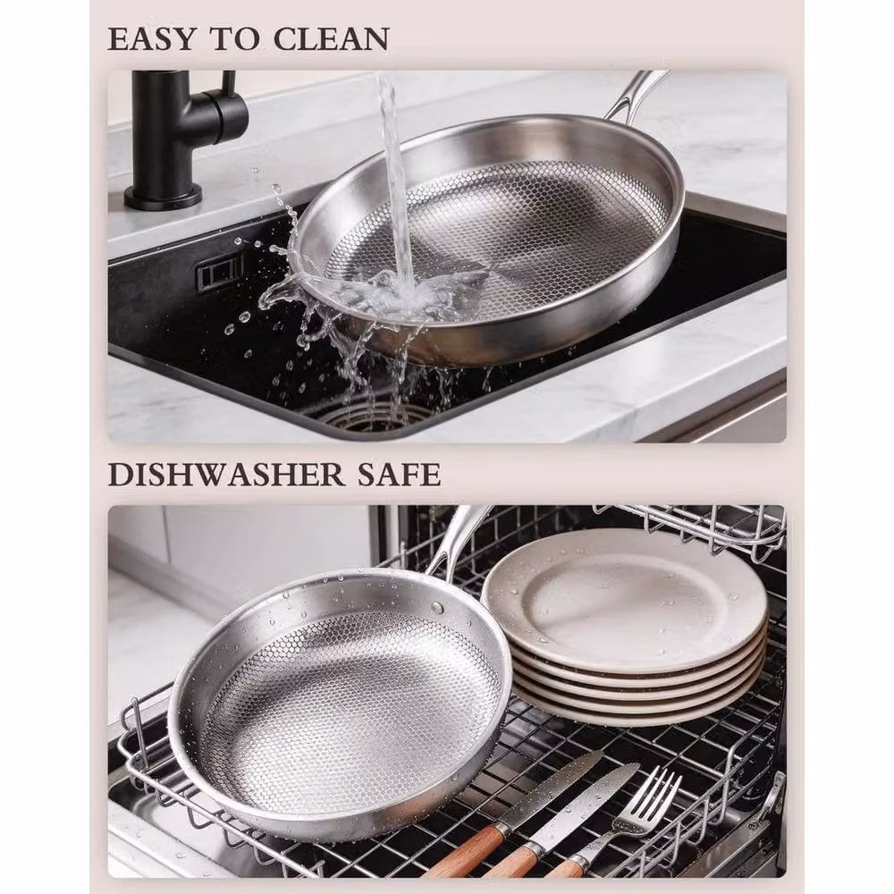 PAWNORA 410 Stainless Steel Non-Stick Frying Pan, Silver – 2