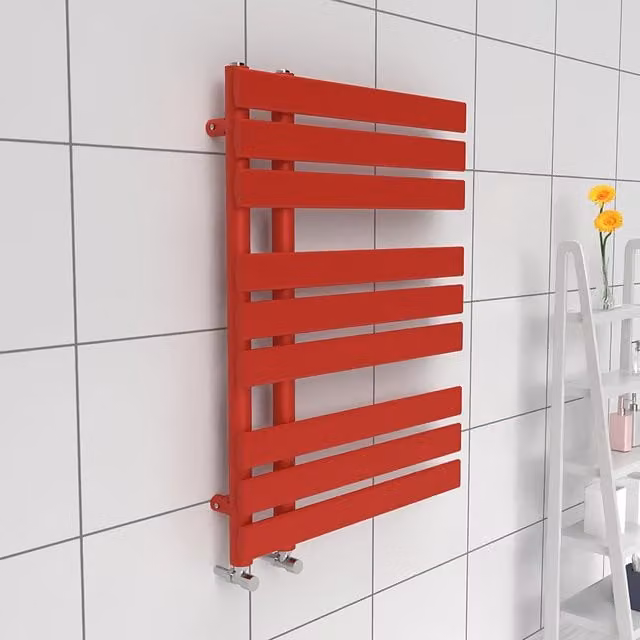 Lux Heat Open Flat Towel Radiator in Red, W: 600 mm, H: 800 mm