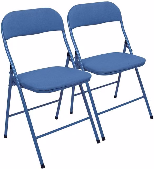Harbour Housewares Pack of 2 Blue Fabric Padded Metal Folding Chairs