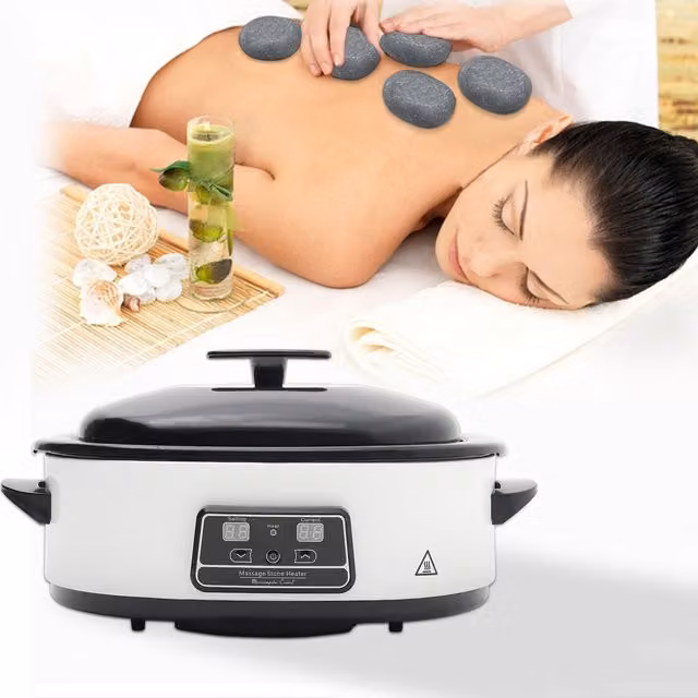 Livingandhome Digital Hot Stone Warmer and Stone Set, White, 4.5kg