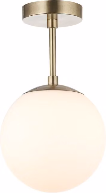 Happy Homewares Traditional Glass Globe IP44 Bathroom Ceiling Light Fixture in Gold and White