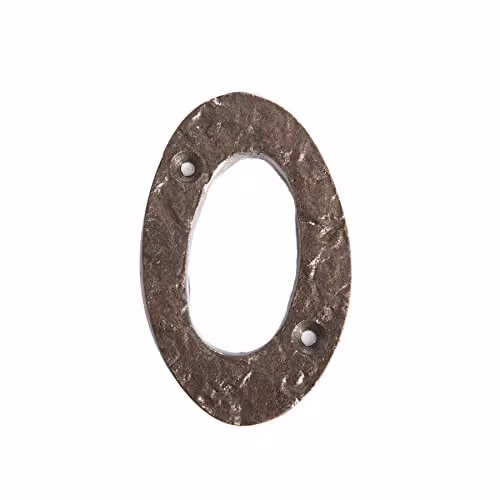 Hammer and Tongs Rustic Iron Number 0 in Grey, Pack of 2, Height: 8.0 cm – 3