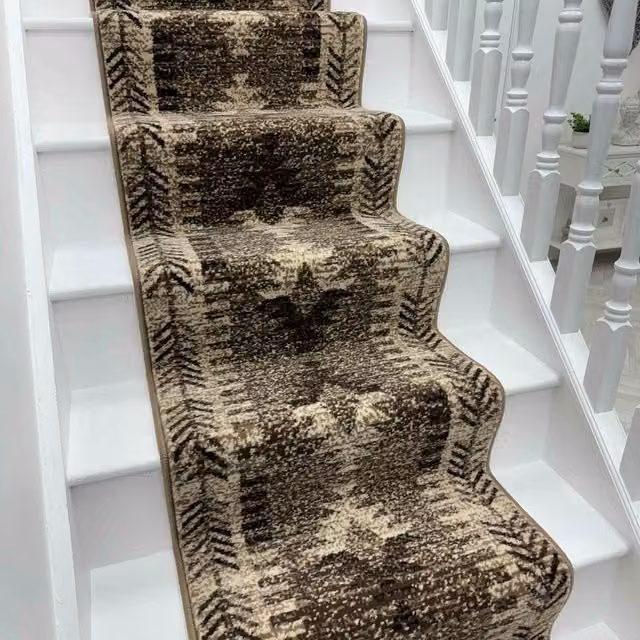 runrug Native Stair Runner Carpet in Brown, W: 70 cm x L: 540 cm – 1
