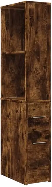 Berkfield Home Narrow Bathroom Cupboard with Wheels in Smoked Oak Brown