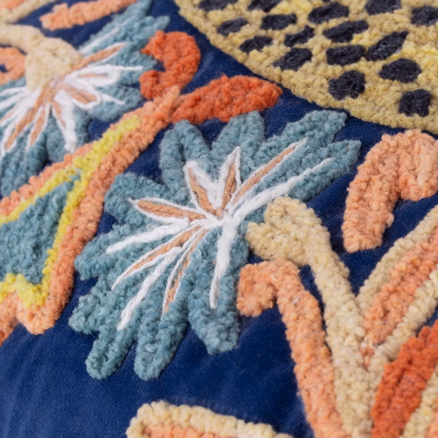 Terrys Blue Floral Velvet Square Cushion W/D/H: 50 x 50 x 50 cm – 5