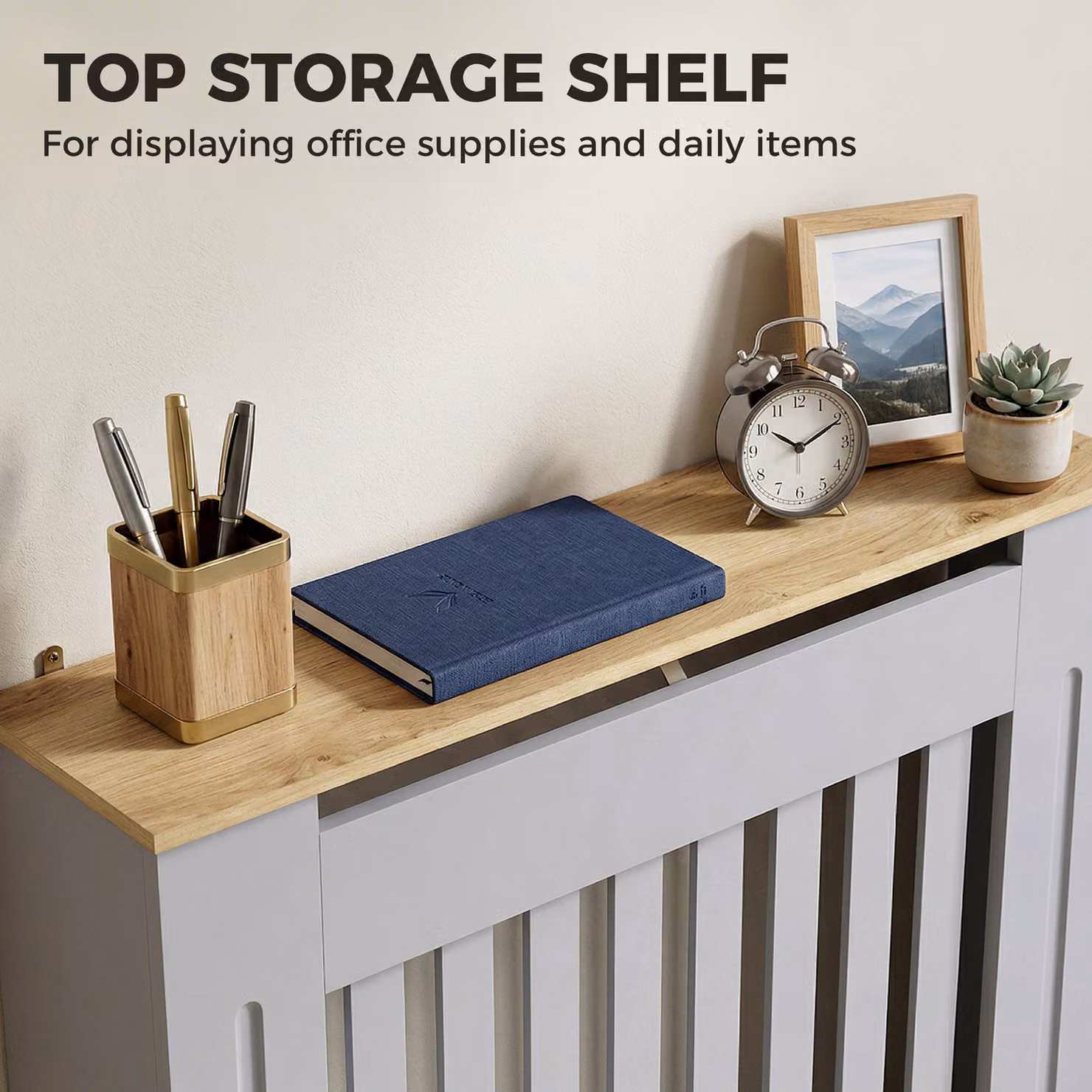 HOMCOM Grey Slatted MDF Radiator Cover, W/D/H: 78 x 19 x 81 cm – 3