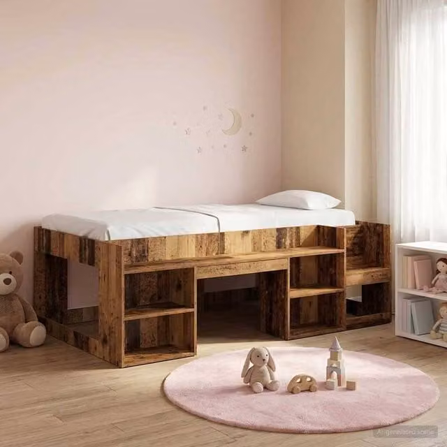 Berkfield Home Kids Bed Frame with Storage in Brown, W: 80 cm, L: 200 cm