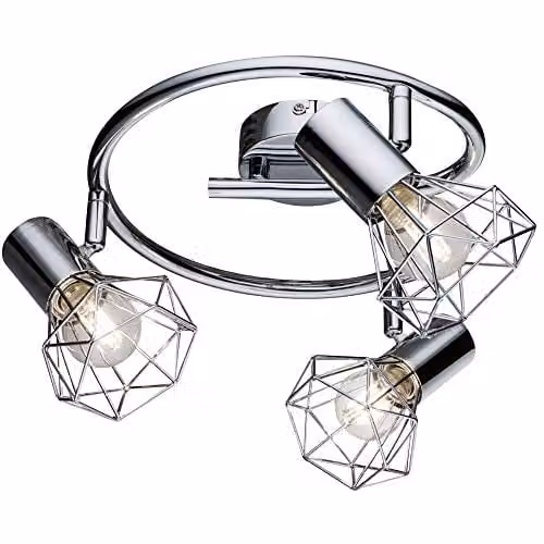 Netlighting Xara I Ceiling Spotlight Cluster in Chrome and Grey with 3x E14 Sockets – 1