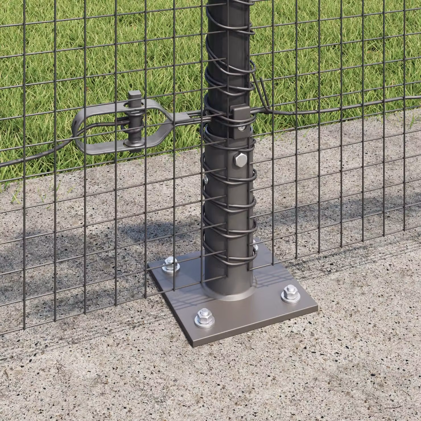 Berkfield Home Grey Metal Round Fence Post Set of 2 – 4