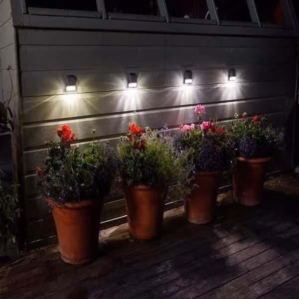 Marco Paul 4-Piece Black Solar LED Garden Step and Wall Lights with White Light