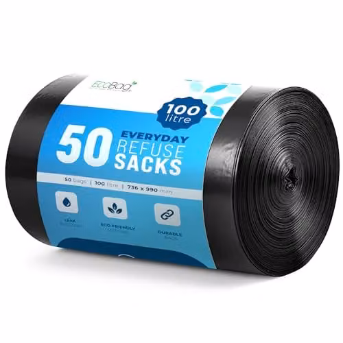 Ecobag Black Heavy-Duty Refuse Sacks, 100 l, 50 Pack – 2