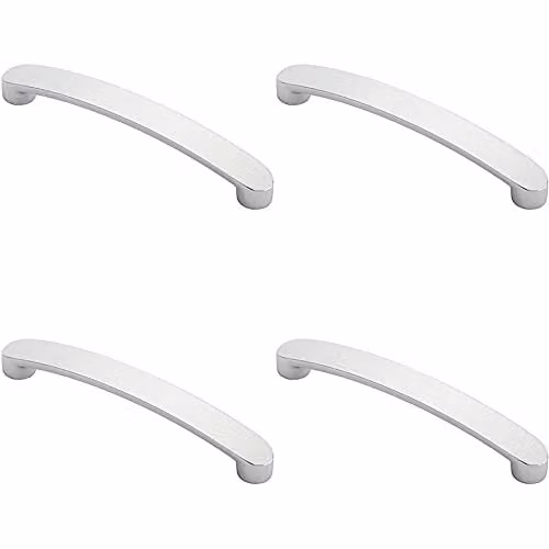 Loops 4 Pack Flat Fronted Bow Pull Handles in Polished Chrome, 140 x 12 mm with 128 mm Fixing Centres