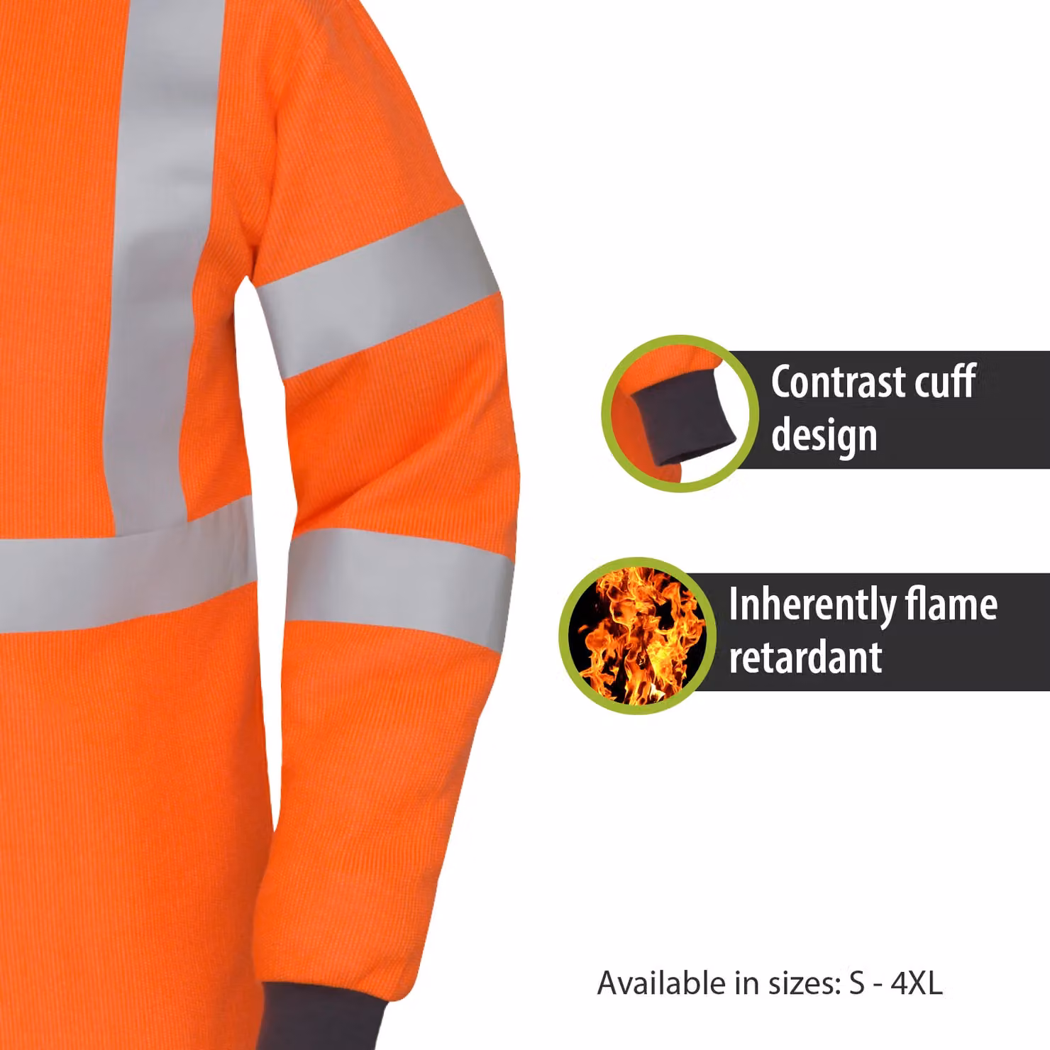 Pegdev Men's Long Sleeve FR Arc Hi-Vis Polo Shirt in Orange, Size 3XL – 2