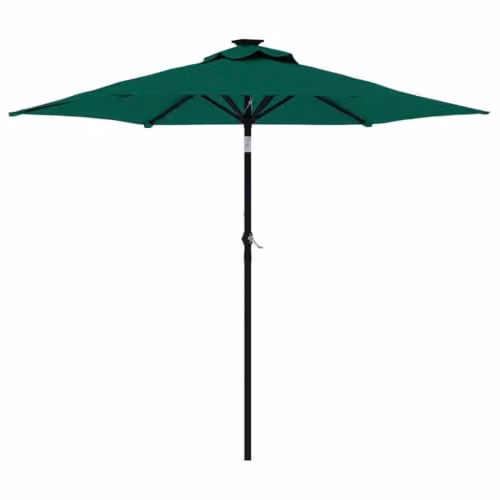 vidaXL Garden Parasol with Steel Pole and Polyester Canopy, Green, W: 225 cm, D: 225 cm, H: 212 cm – 1