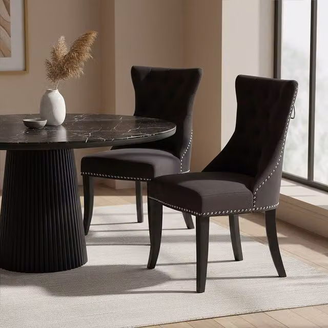 Orsina Regents Park Black Cotton Velvet Dining Chair – 2