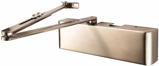 Loops Full Cover Overhead Door Closer Variable Power 2.5 in Satin Nickel Plated Silver