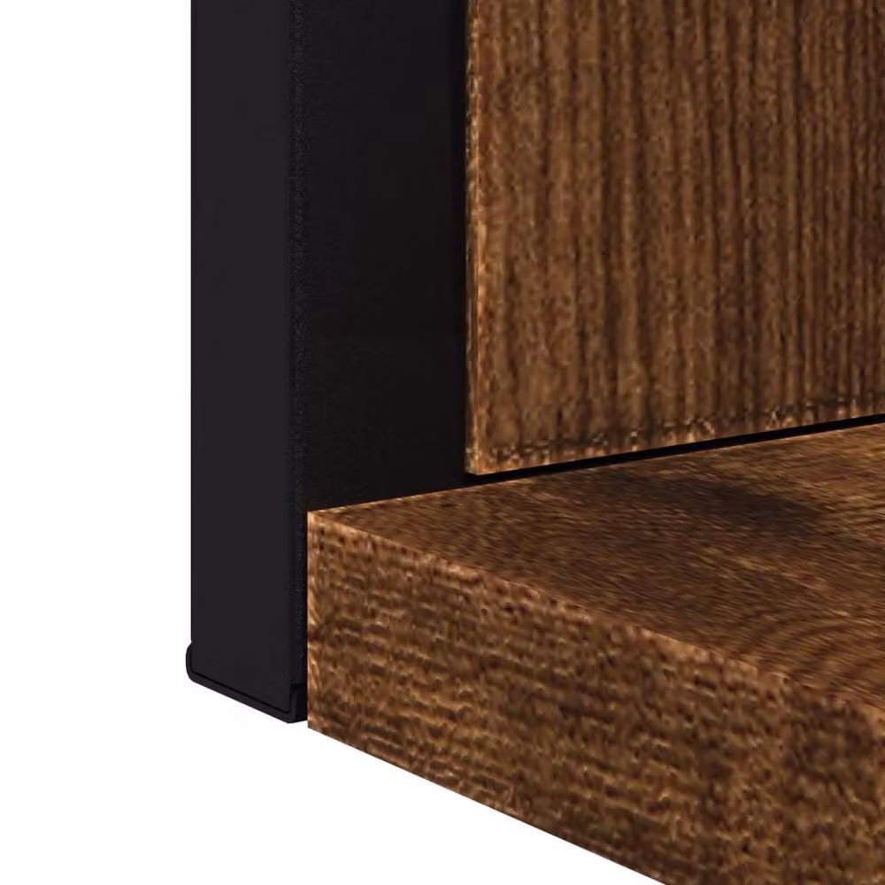 Berkfield Home Sturdy Bathroom Mirror with Shelf in Smoked Oak Brown, W/D/H: 50 x 12 x 60 cm – 4