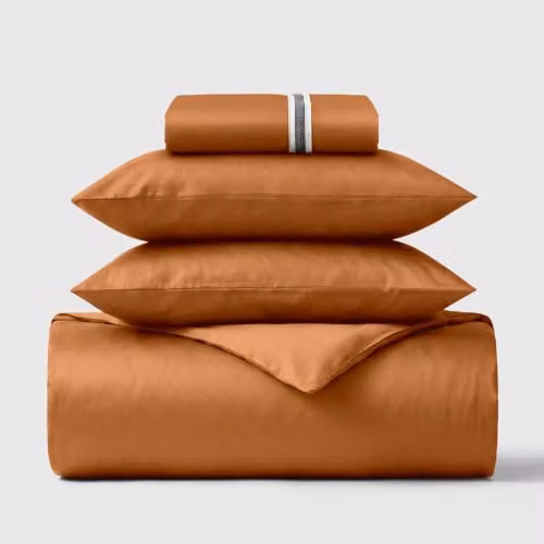 Bedable 100% Cotton Sateen Bedding Set in Terracotta, 460 Thread Count, Single Size – 1