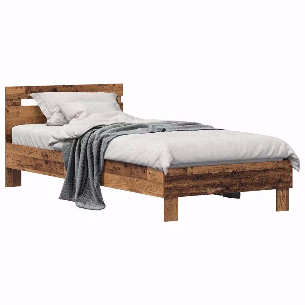 Berkfield Home Modern Bed Frame in Brown Engineered Wood, W/D/H: 98.5 x 200 x 31 cm – 2