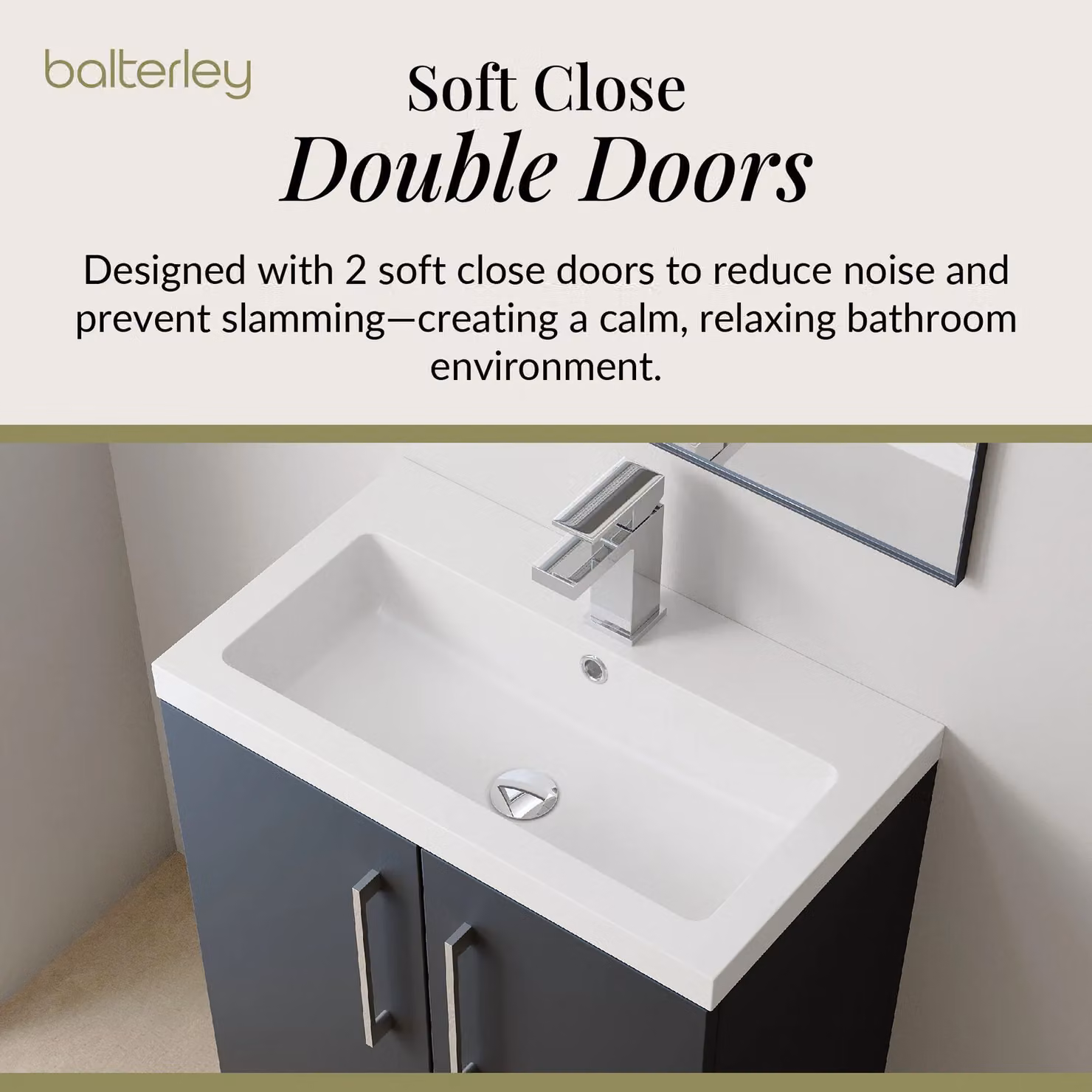 Balterley Modern Freestanding Bathroom Vanity Basin Unit in Grey, W: 60.0 cm, H: 84.0 cm – 3