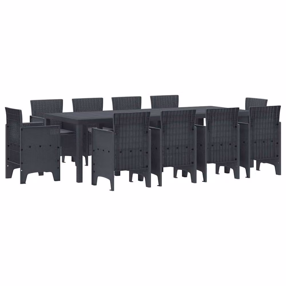 Berkfield Home Modern 11 Piece Anthracite Poly Rattan Garden Dining Set with Cushions in Charcoal and Black – 2