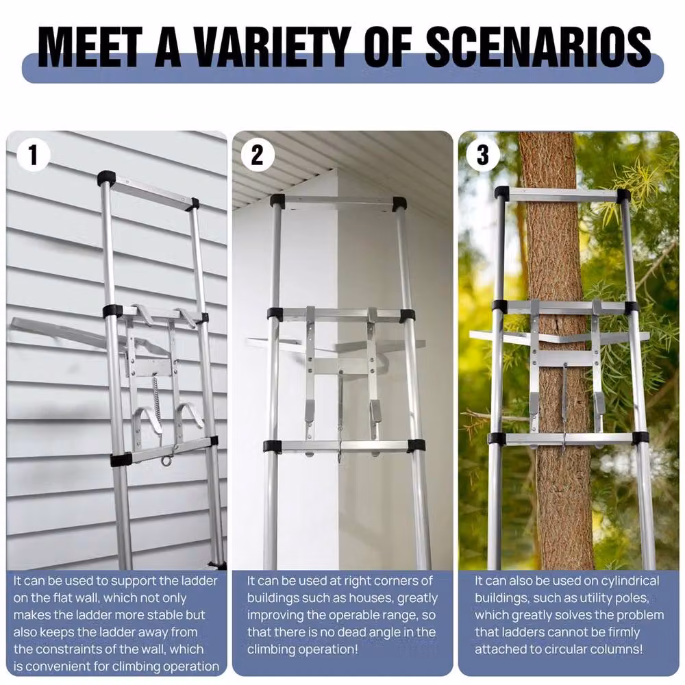Nordara Adjustable V Shape Ladder Stand Off-Top Support in Silver Aluminum – 2