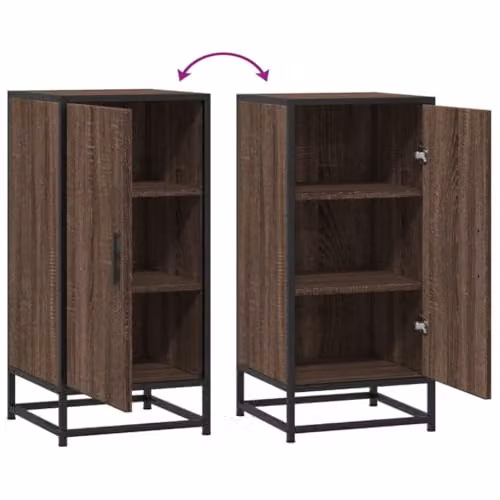 vidaXL Modern Brown Oak Sideboard in Engineered Wood and Metal, W/D/H: 35.5 x 35.5 x 76 cm – 3